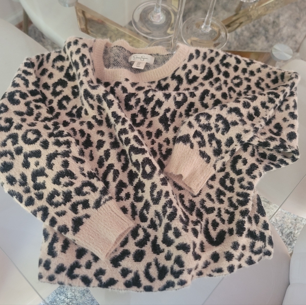 Jessica Simpson Leopard Print Sweater sz xs